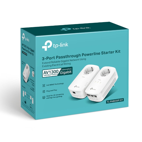 AV1300 3-Port Gigabit Passthrough Powerline Starter Kit